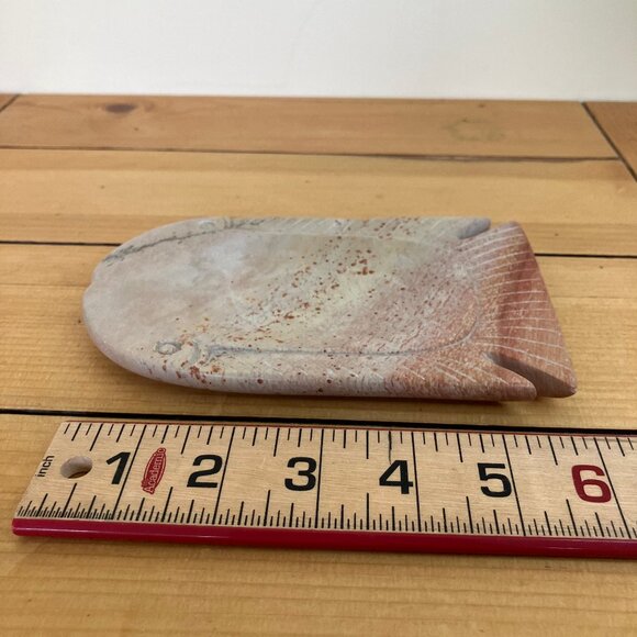 Fish Shape Carved Stone Soap Dish Trinket Tray Peach Pink - Picture 4 of 5